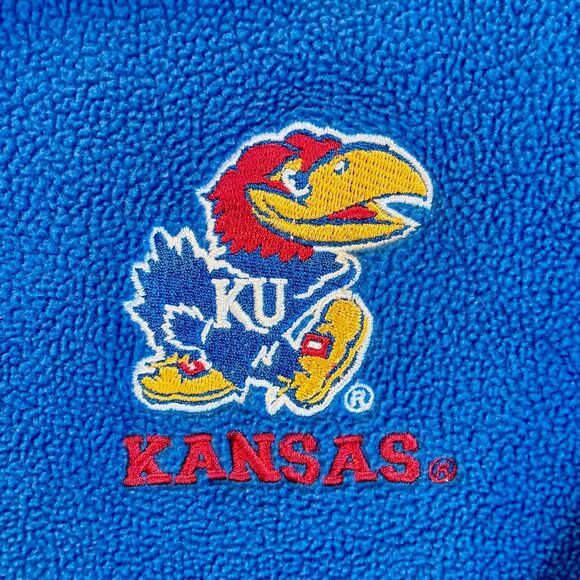 Vintage Kansas Jayhawks Heisman by Reebok Fleece Quarter Zip Sweatshirt KU NCAA - Picture 2 of 5